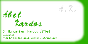 abel kardos business card